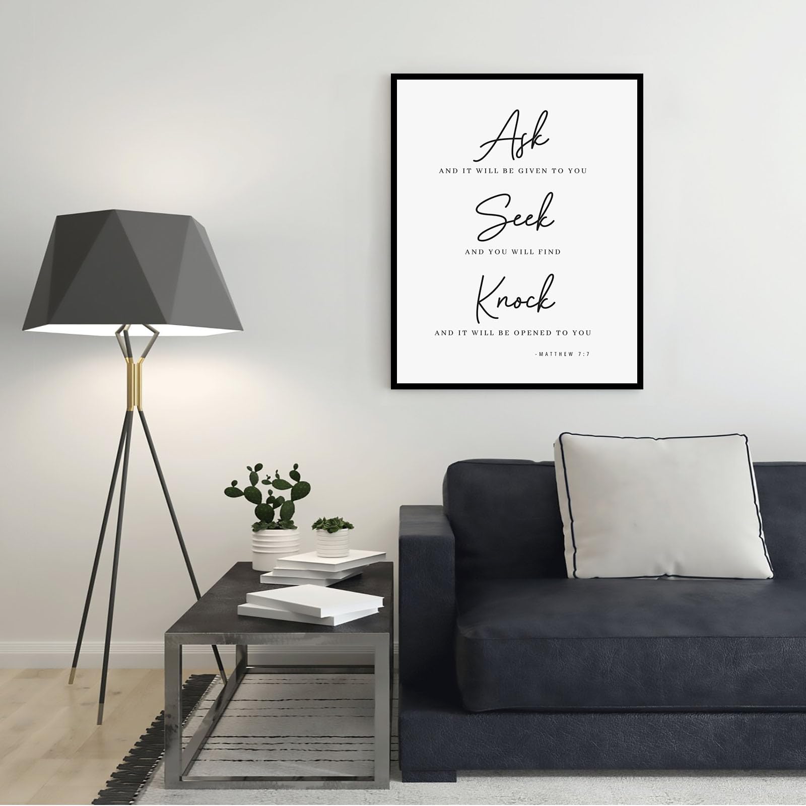 Ask ... Seek ... Knock, Matthew 7:7 | Single, Christian Wall Art, A3 at XILEF Art